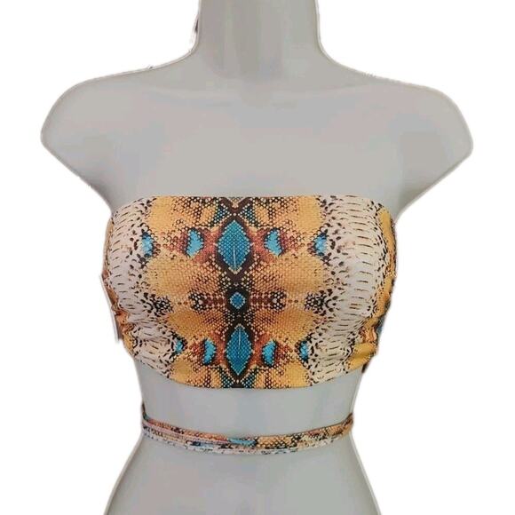 Y2K PrettyLittleThing Snake Skin Print Tube Top – Size 0 Trendy & Sexy - Picture 1 of 4